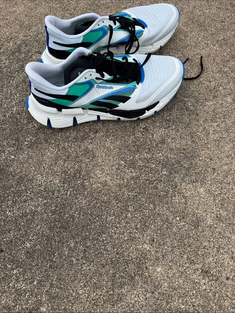 Reebok White, Teal & Blue Men's Athletic Sneakers